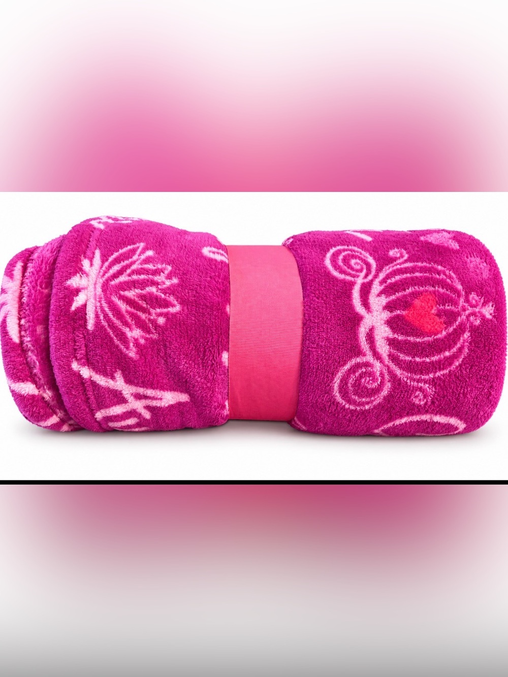 Disney Plush Floral Pink Throw Blanket - Bright Pink